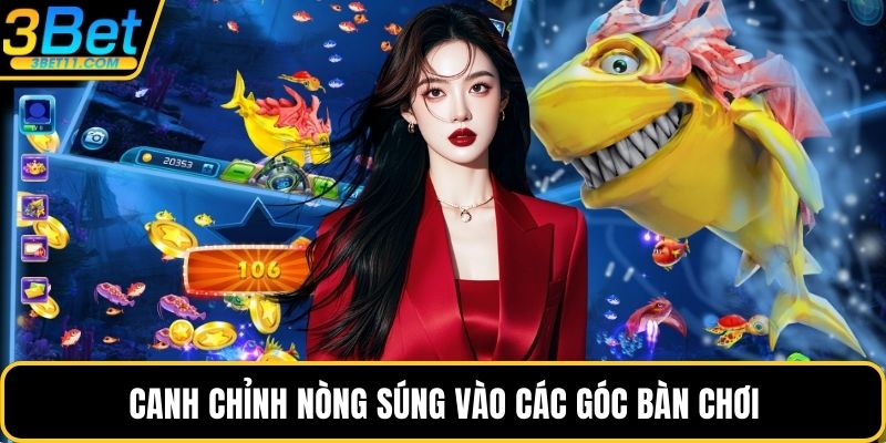 Canh chỉnh nòng súng vào các góc bàn chơi